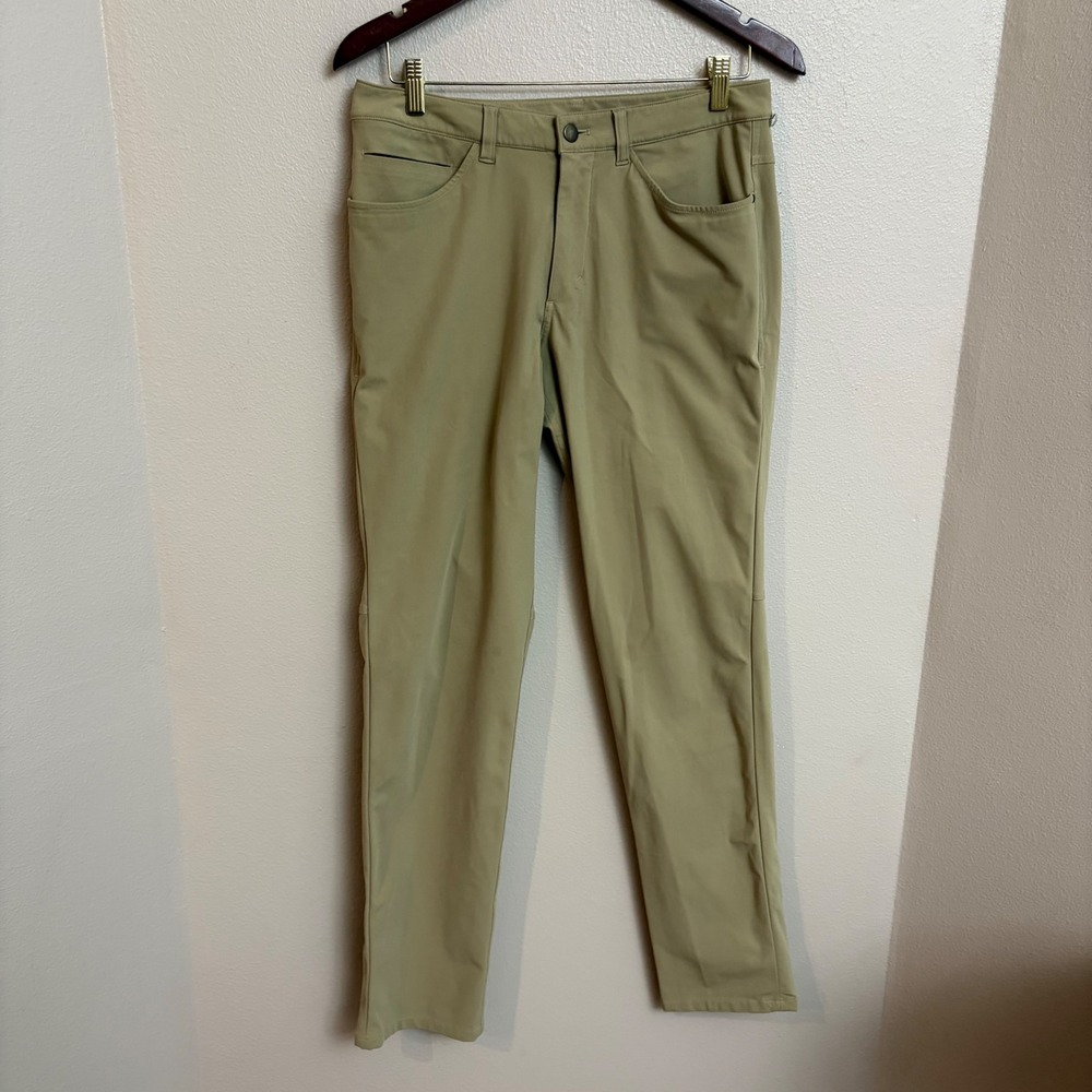 Lululemon‎ ABC Pants 31x31 Tan Khaki Warpstreme Slim Straight Five Pocket Mens
